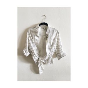 Madewell striped button-down tee with tie